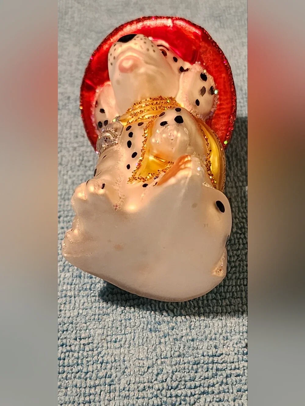 OLD WORLD CHRISTMAS ORNAMENT Dalmatian Fire Chief Glass Ornament - Red & Gold
